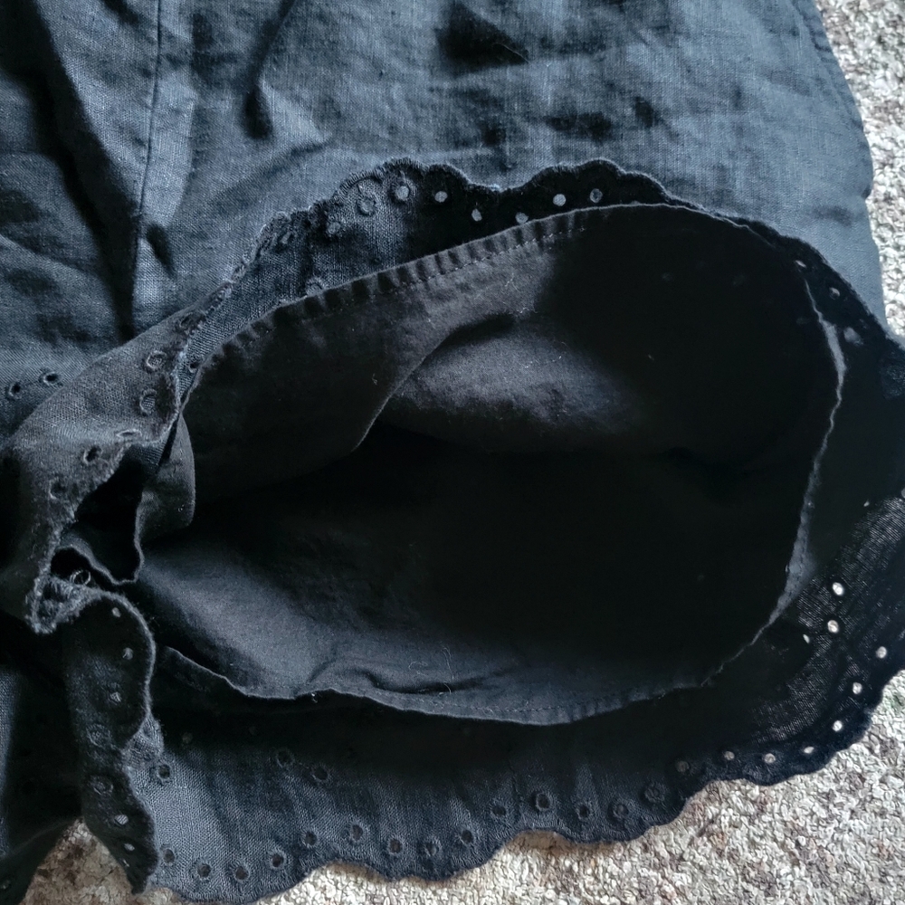 Rachel Parcell Black 2 Piece Set Outfit Linen‎ Eyelet Crop Top and Shorts Small - Picture 7 of 10